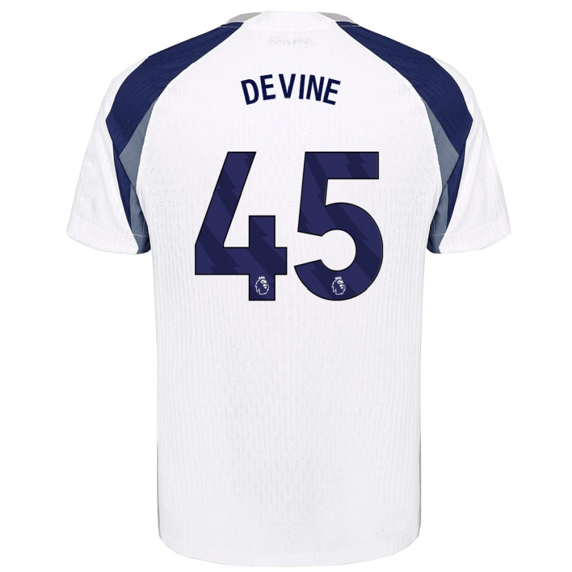 Danxen Hombre Camiseta Alfie Devine #45 Blanco Marino 1ª Equipación 2025/26 La Camisa México