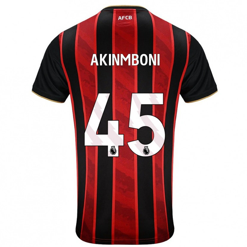 Danxen Hombre Camiseta Matai Akinmboni #45 Rojo Negro 1ª Equipación 2025/26 La Camisa México