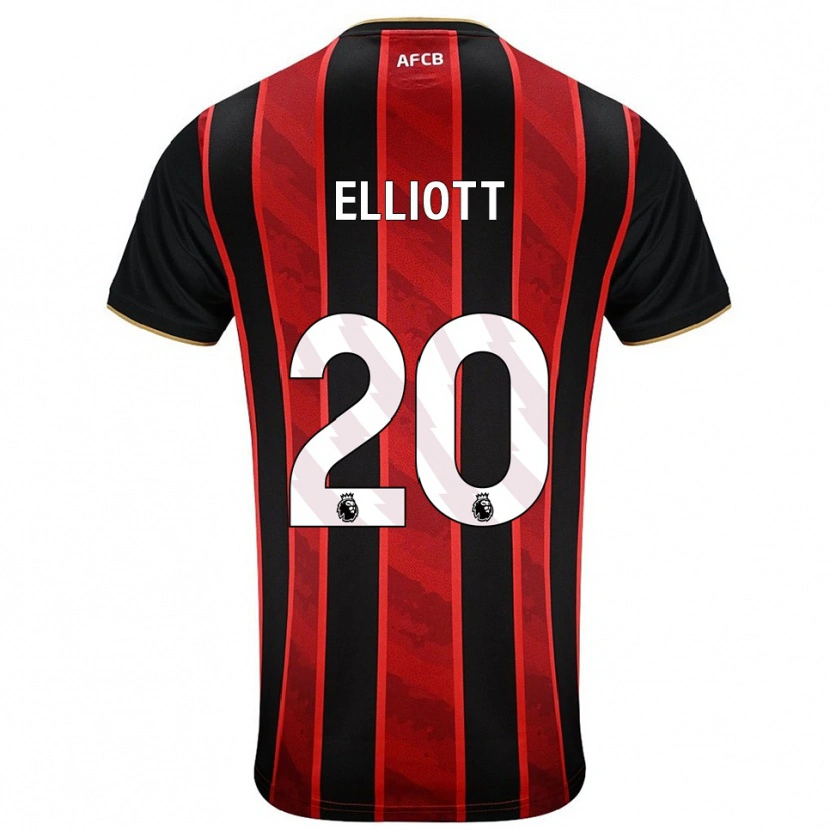 Danxen Hombre Camiseta Kaitlyn Elliott #20 Rojo Negro 1ª Equipación 2025/26 La Camisa México