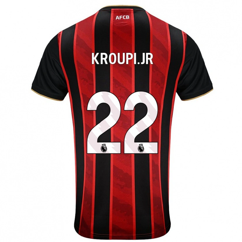 Danxen Hombre Camiseta Eli Junior Kroupi #22 Rojo Negro 1ª Equipación 2025/26 La Camisa México