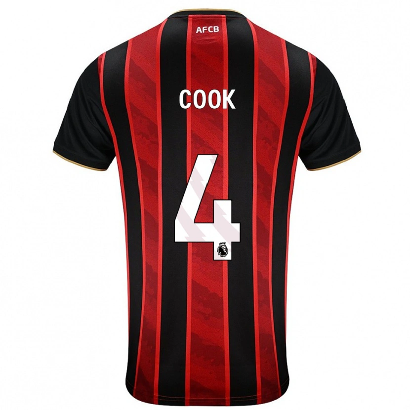 Danxen Hombre Camiseta Lewis Cook #4 Rojo Negro 1ª Equipación 2025/26 La Camisa México