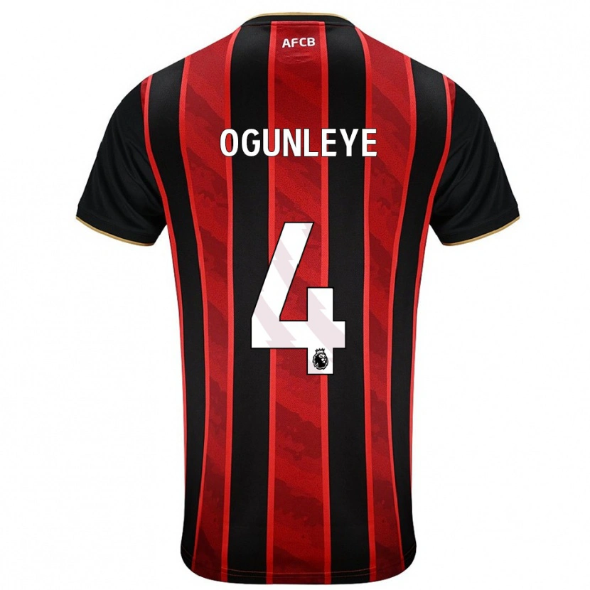 Danxen Hombre Camiseta Malachi Ogunleye #4 Rojo Negro 1ª Equipación 2025/26 La Camisa México