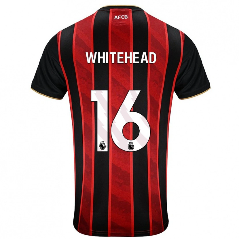 Danxen Hombre Camiseta Tommy Whitehead #16 Rojo Negro 1ª Equipación 2025/26 La Camisa México