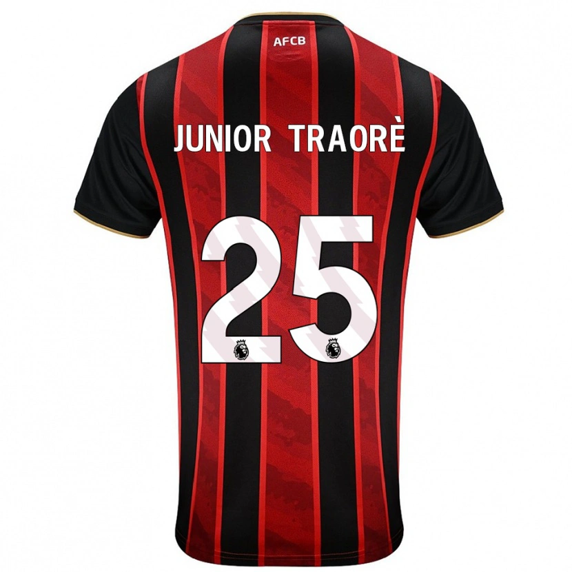Danxen Hombre Camiseta Hamed Junior Traoré #25 Rojo Negro 1ª Equipación 2025/26 La Camisa México