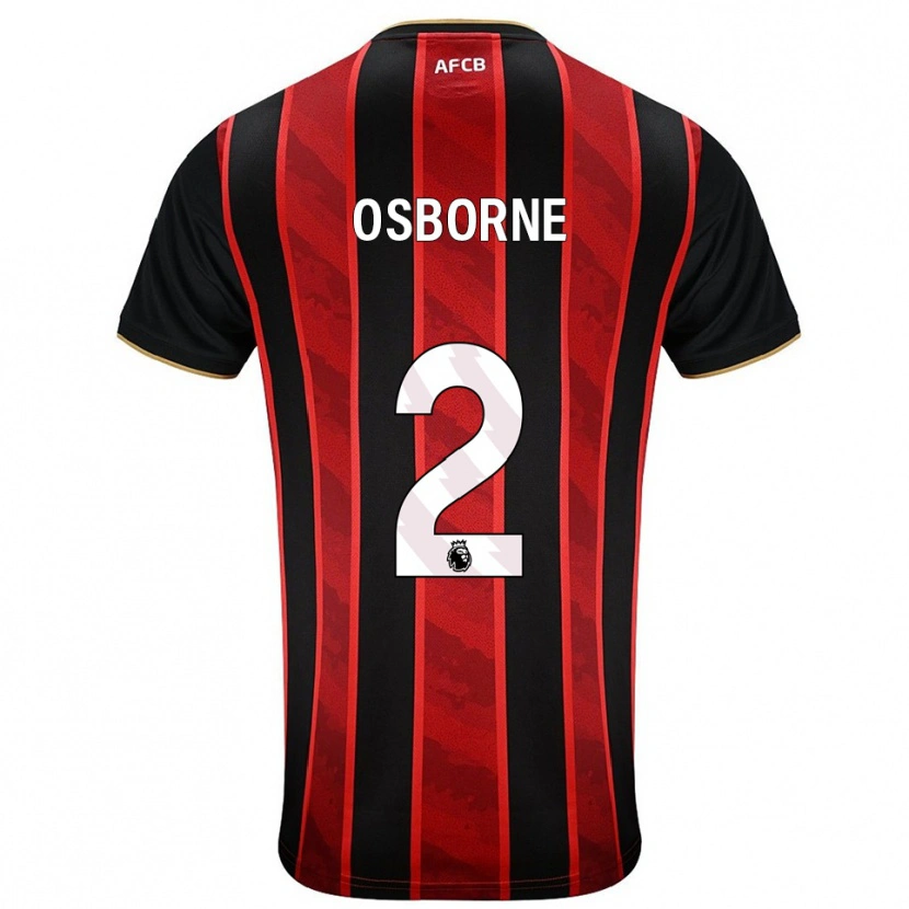 Danxen Hombre Camiseta Charlie Osborne #2 Rojo Negro 1ª Equipación 2025/26 La Camisa México
