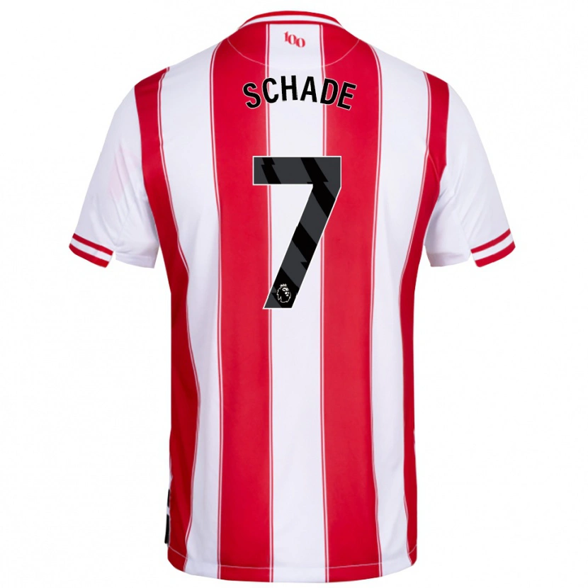 Danxen Hombre Camiseta Kevin Schade #7 Rojo Blanco 1ª Equipación 2025/26 La Camisa México