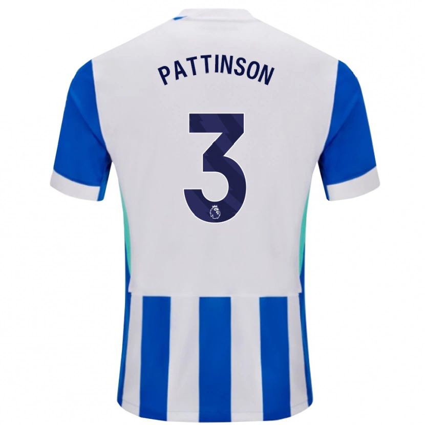 Danxen Hombre Camiseta Poppy Pattinson #3 Azul Blanco 1ª Equipación 2025/26 La Camisa México