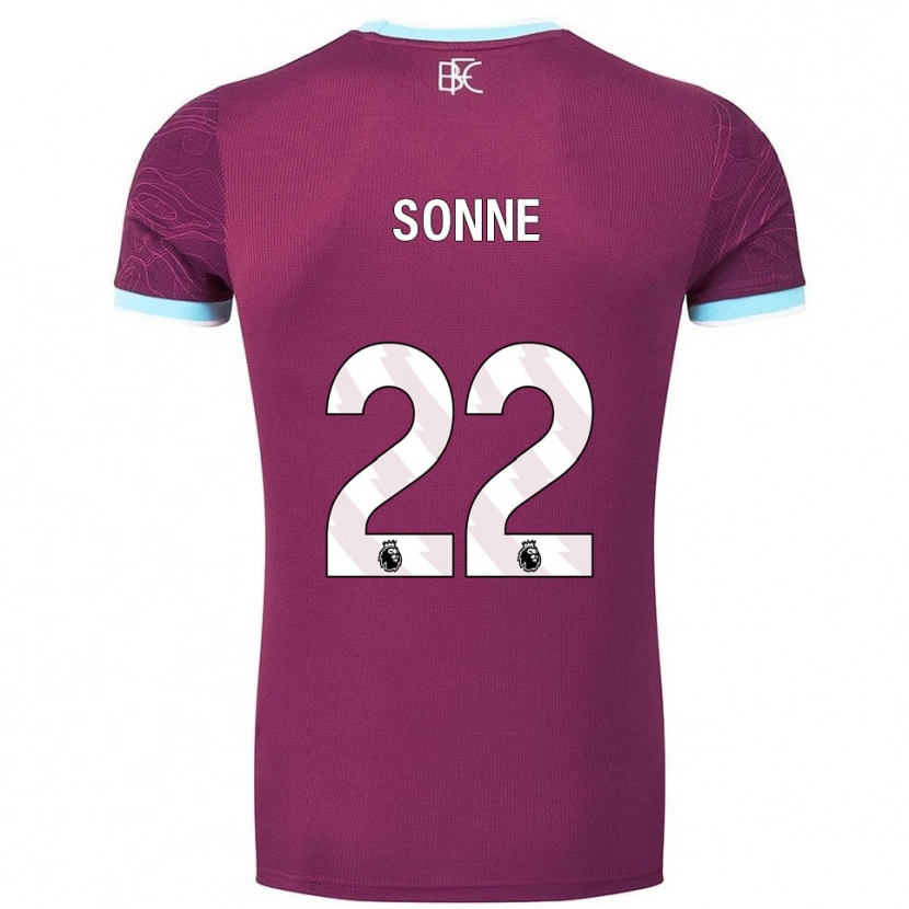 Danxen Hombre Camiseta Oliver Sonne #22 Borgoña Celeste 1ª Equipación 2025/26 La Camisa México