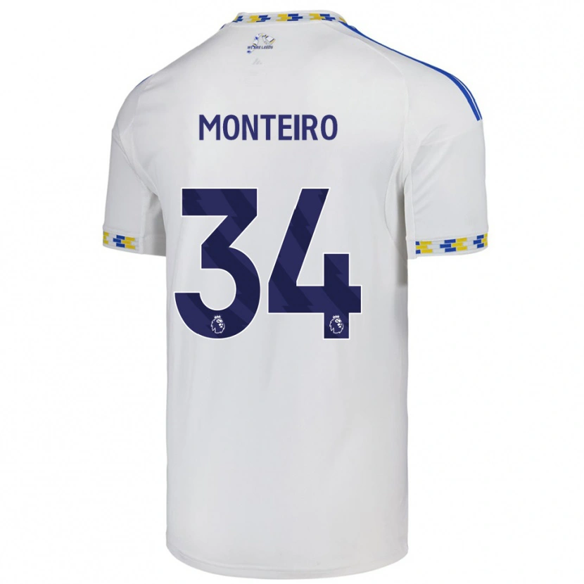 Danxen Hombre Camiseta Diogo Monteiro #34 Blanco Azul 1ª Equipación 2025/26 La Camisa México