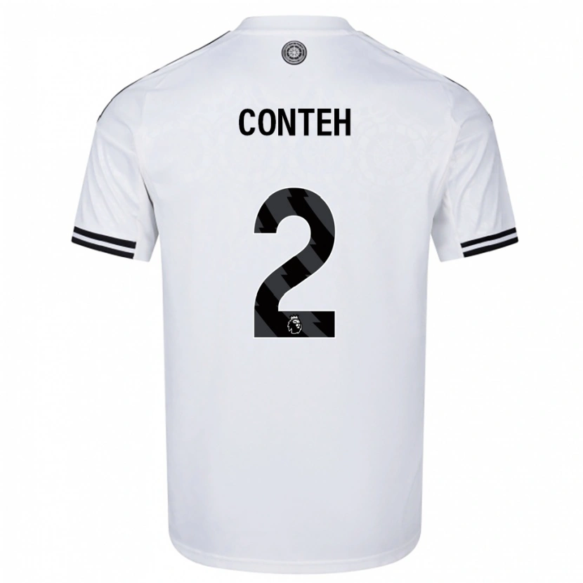 Danxen Hombre Camiseta Daniel Conteh #2 Blanco Negro 1ª Equipación 2025/26 La Camisa México