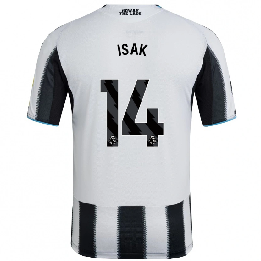 Danxen Hombre Camiseta Alexander Isak #14 Negro Blanco 1ª Equipación 2025/26 La Camisa México