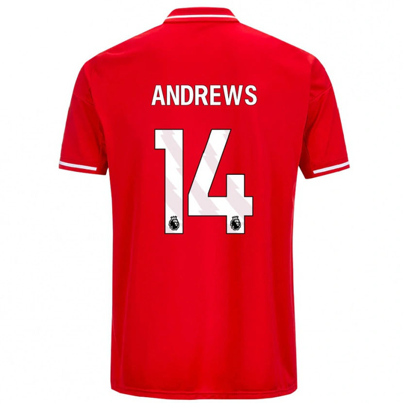 Danxen Hombre Camiseta Harvey Andrews #14 Rojo Blanco 1ª Equipación 2025/26 La Camisa México