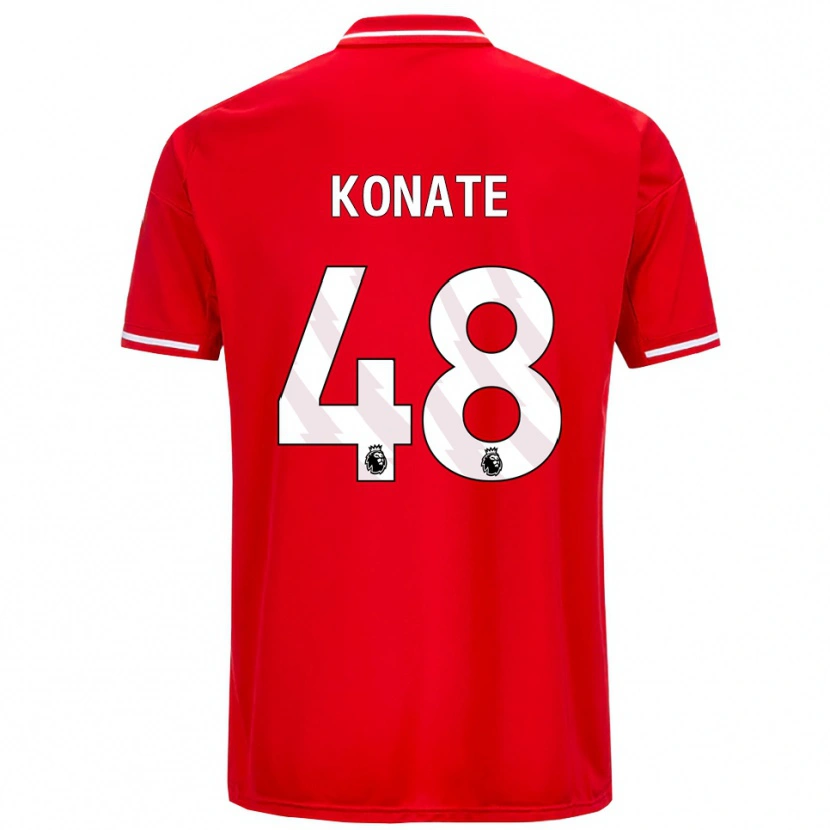 Danxen Hombre Camiseta Ateef Konaté #48 Rojo Blanco 1ª Equipación 2025/26 La Camisa México