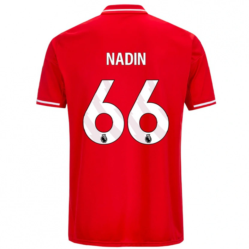 Danxen Hombre Camiseta Jack Nadin #66 Rojo Blanco 1ª Equipación 2025/26 La Camisa México