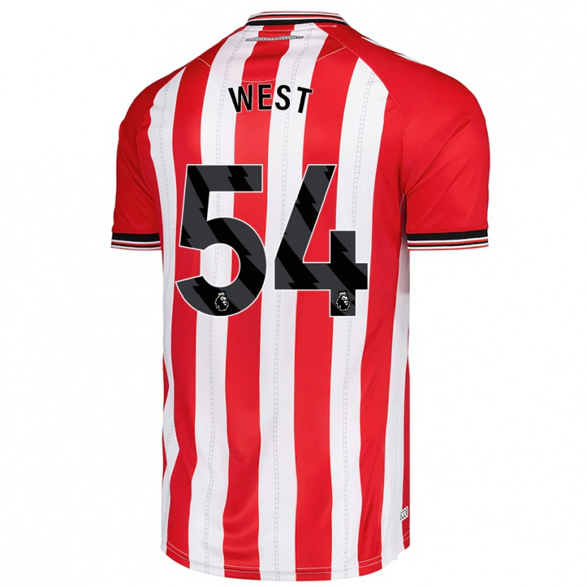 Danxen Hombre Camiseta Ella West #54 Rojo Blanco 1ª Equipación 2025/26 La Camisa México