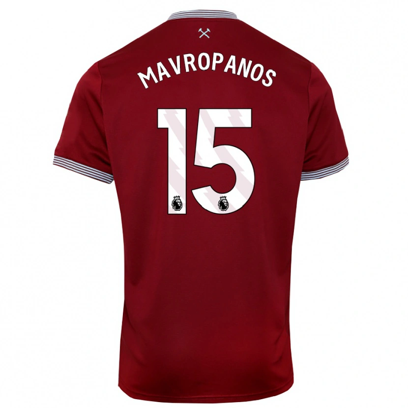 Danxen Hombre Camiseta Konstantinos Mavropanos #15 Borgoña Blanco 1ª Equipación 2025/26 La Camisa México