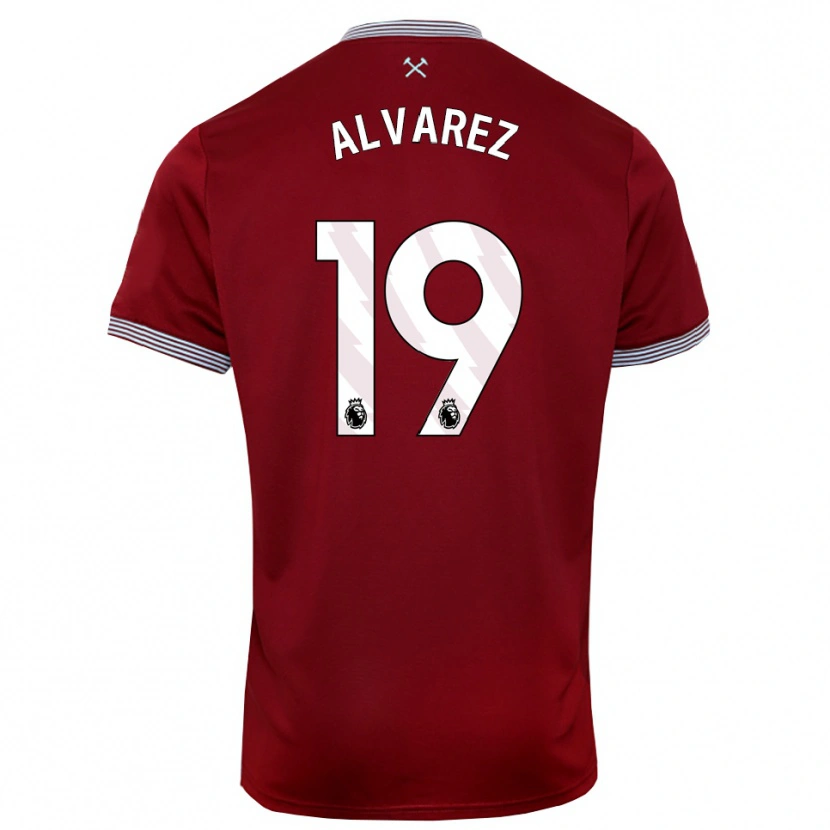 Danxen Hombre Camiseta Edson Álvarez #19 Borgoña Blanco 1ª Equipación 2025/26 La Camisa México