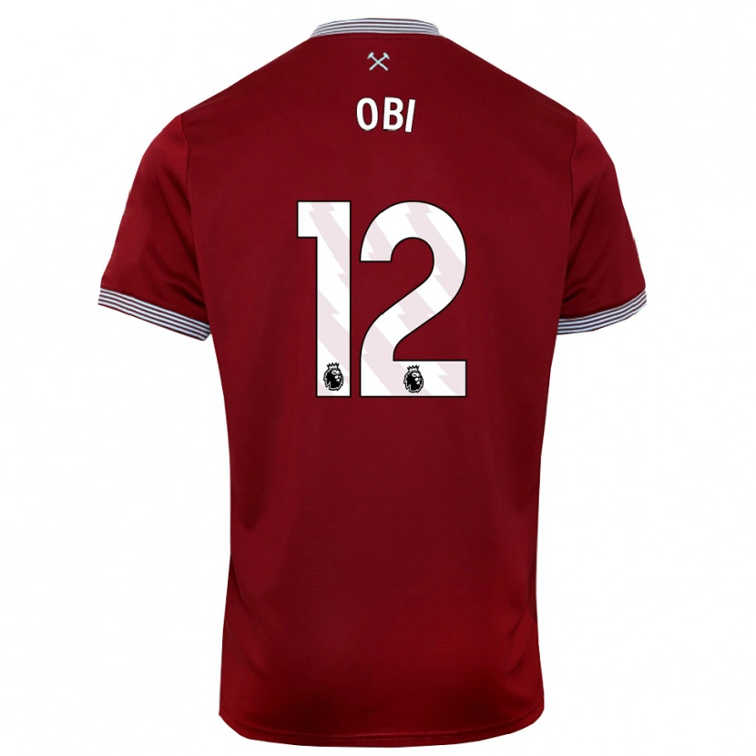 Danxen Hombre Camiseta Chuk Obi #12 Borgoña Blanco 1ª Equipación 2025/26 La Camisa México