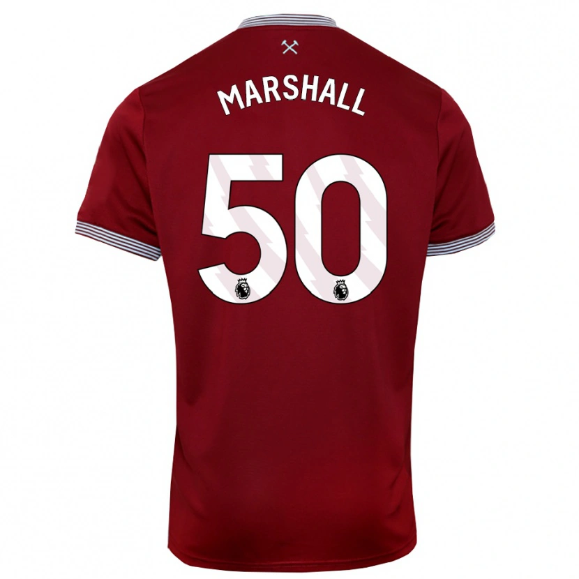 Danxen Hombre Camiseta Callum Marshall #50 Borgoña Blanco 1ª Equipación 2025/26 La Camisa México