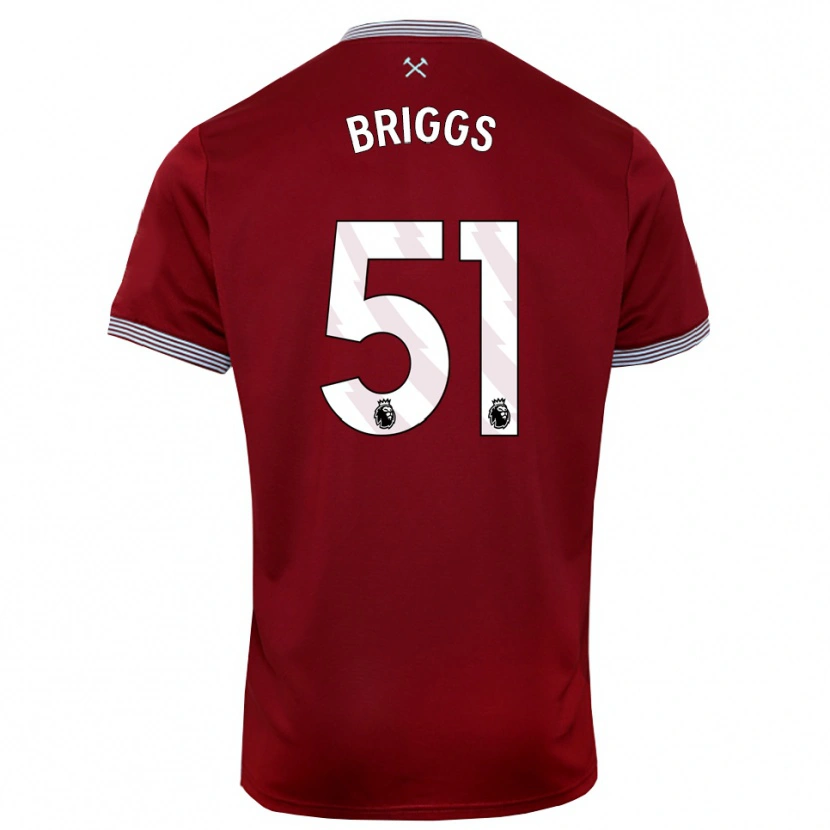 Danxen Hombre Camiseta Josh Briggs #51 Borgoña Blanco 1ª Equipación 2025/26 La Camisa México
