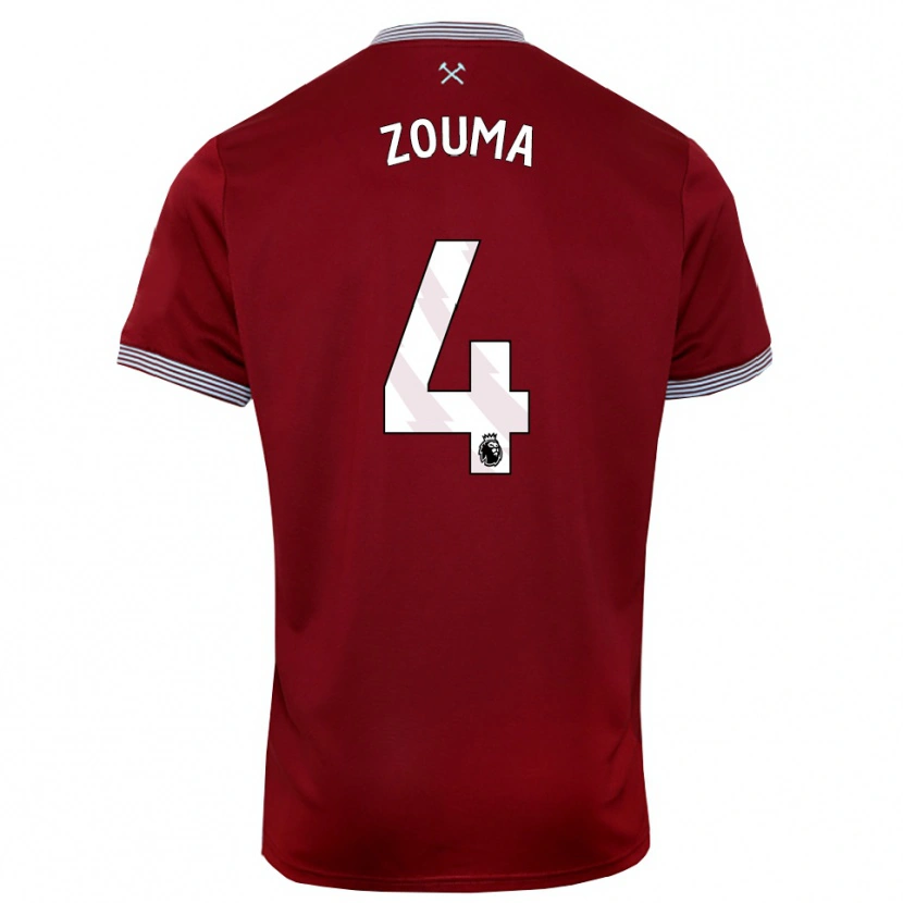 Danxen Hombre Camiseta Kurt Zouma #4 Borgoña Blanco 1ª Equipación 2025/26 La Camisa México