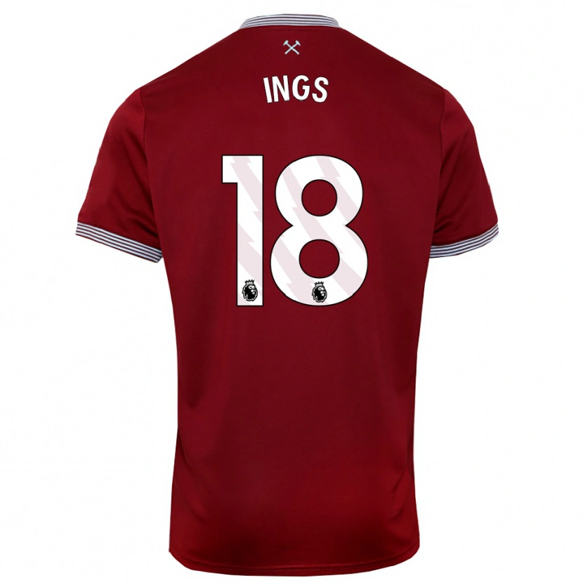 Danxen Hombre Camiseta Danny Ings #18 Borgoña Blanco 1ª Equipación 2025/26 La Camisa México