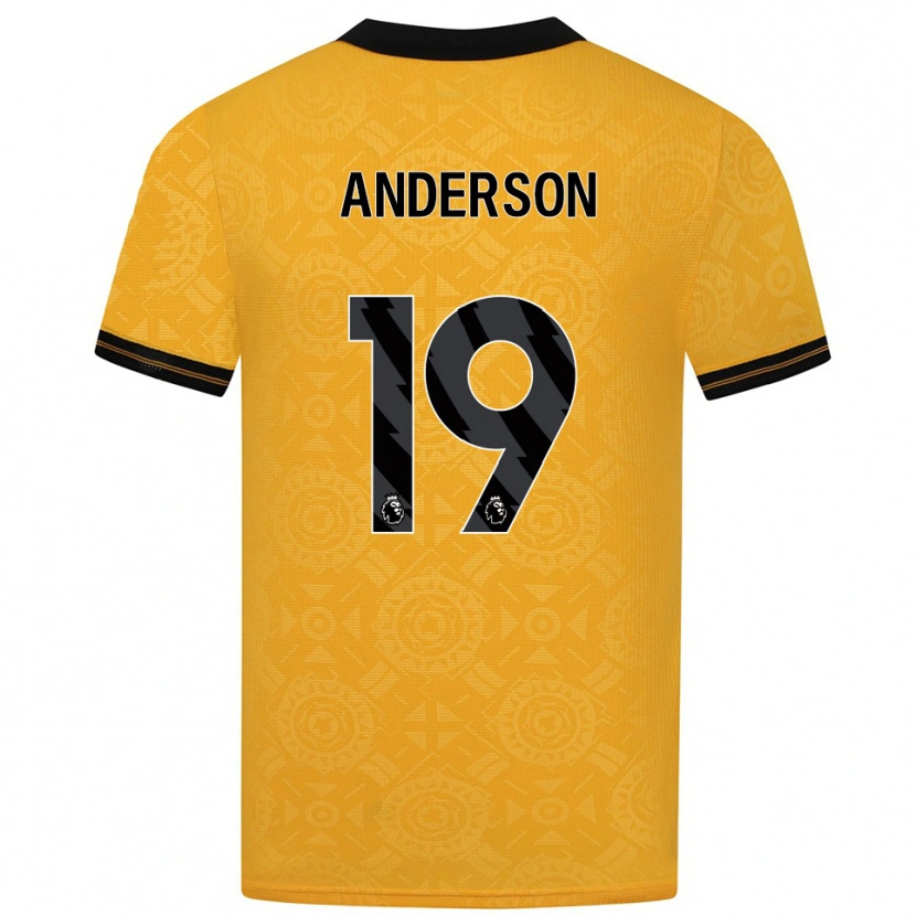 Danxen Hombre Camiseta Becky Anderson #19 Amarillo Negro 1ª Equipación 2025/26 La Camisa México