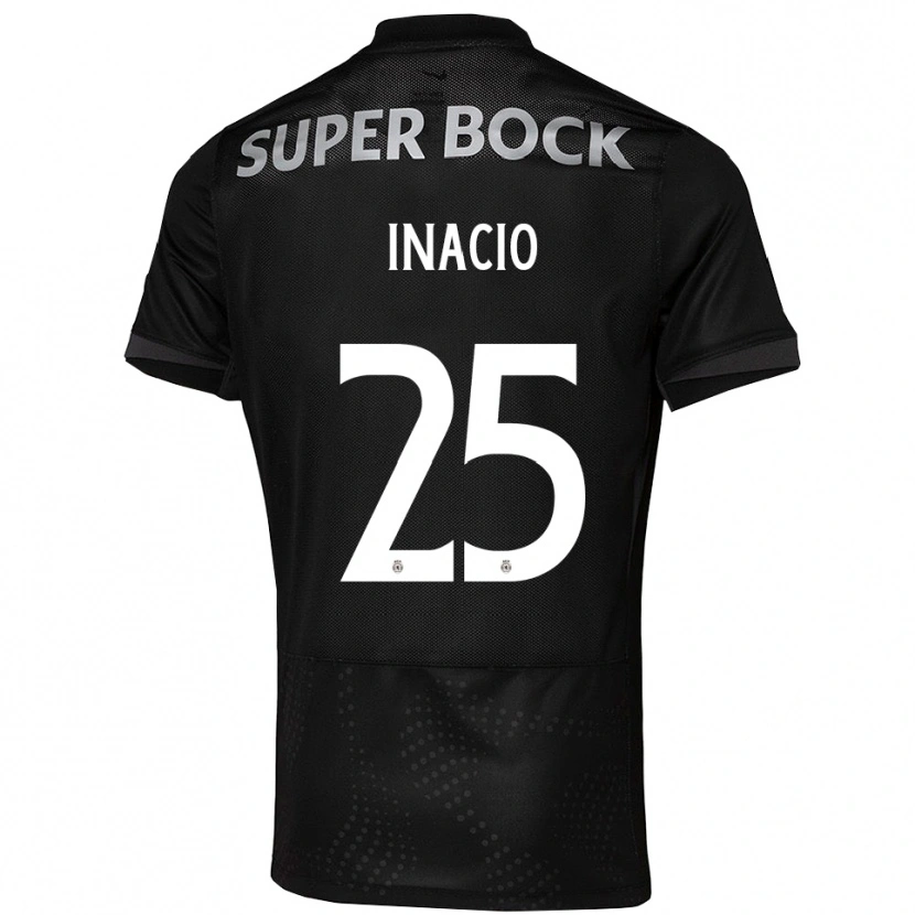 Danxen Hombre Camiseta Gonçalo Inácio #25 Negro Blanco 2ª Equipación 2025/26 La Camisa México