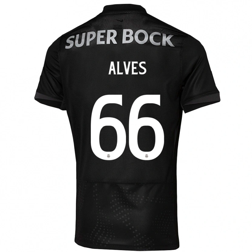 Danxen Hombre Camiseta Miguel Alves #66 Negro Blanco 2ª Equipación 2025/26 La Camisa México