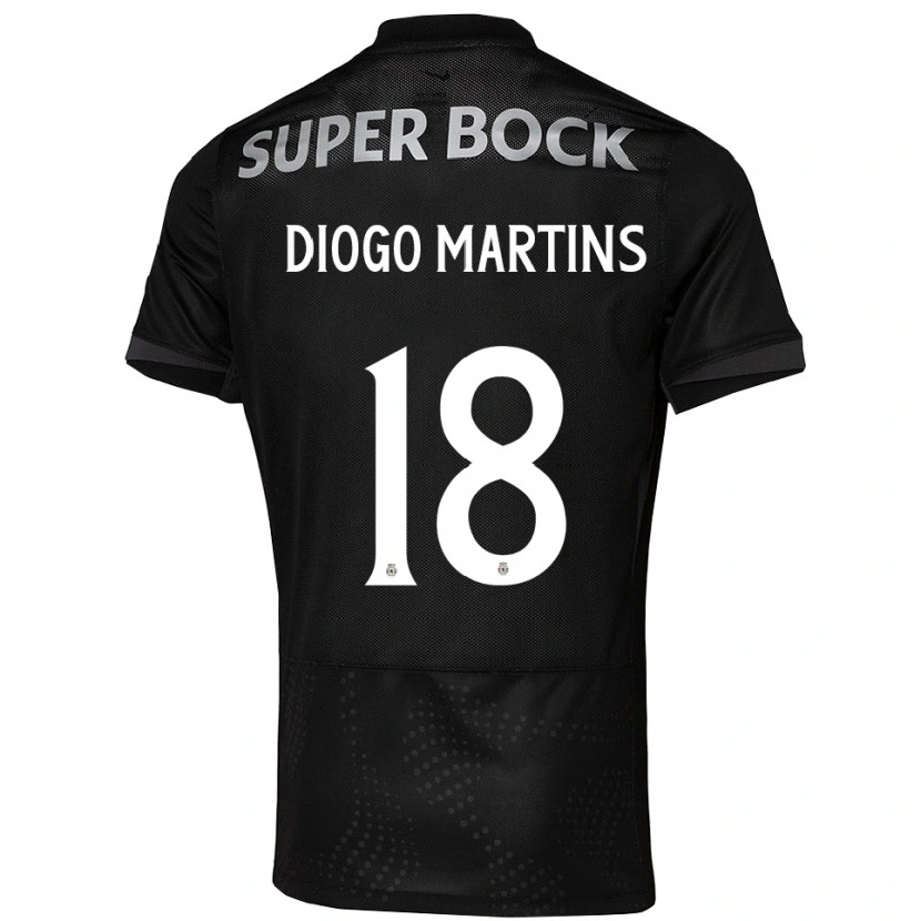 Danxen Hombre Camiseta Diogo Martins #18 Negro Blanco 2ª Equipación 2025/26 La Camisa México