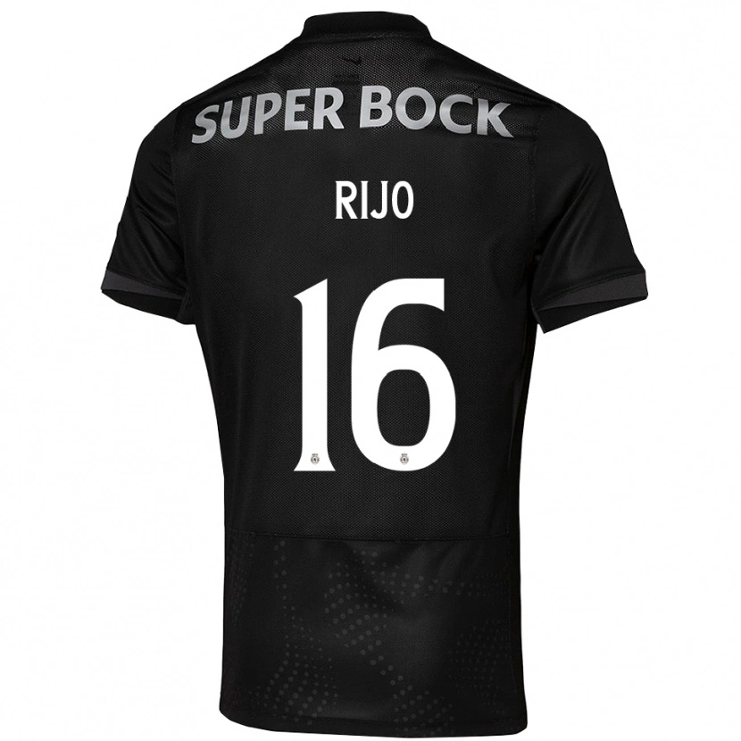 Danxen Hombre Camiseta João Rijo #16 Negro Blanco 2ª Equipación 2025/26 La Camisa México