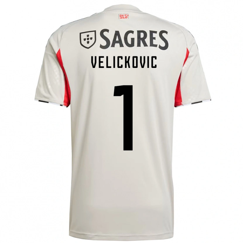 Danxen Hombre Camiseta Luka Veličković #1 Blanco Roto Rojo 2ª Equipación 2025/26 La Camisa México