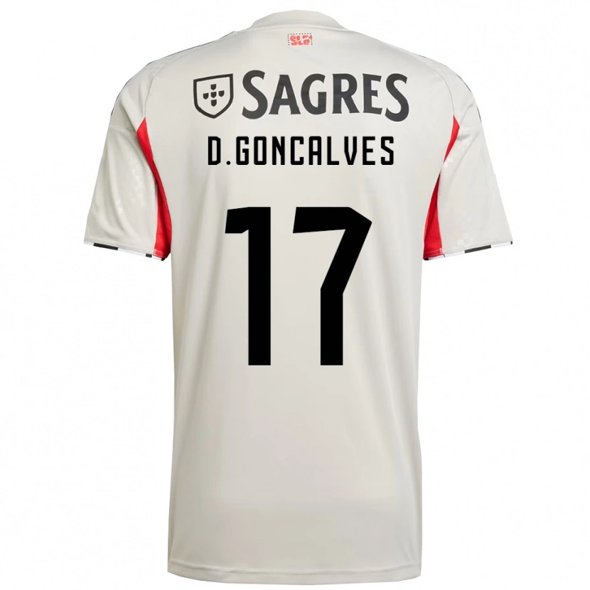 Danxen Hombre Camiseta Diogo Goncalves #17 Blanco Roto Rojo 2ª Equipación 2025/26 La Camisa México