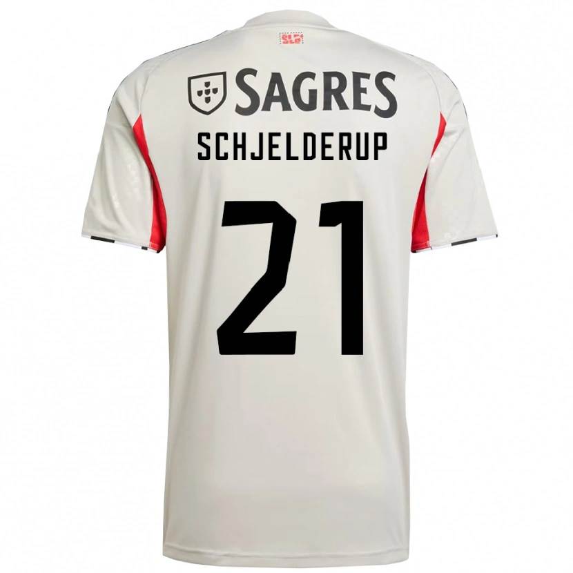 Danxen Hombre Camiseta Andreas Schjelderup #21 Blanco Roto Rojo 2ª Equipación 2025/26 La Camisa México