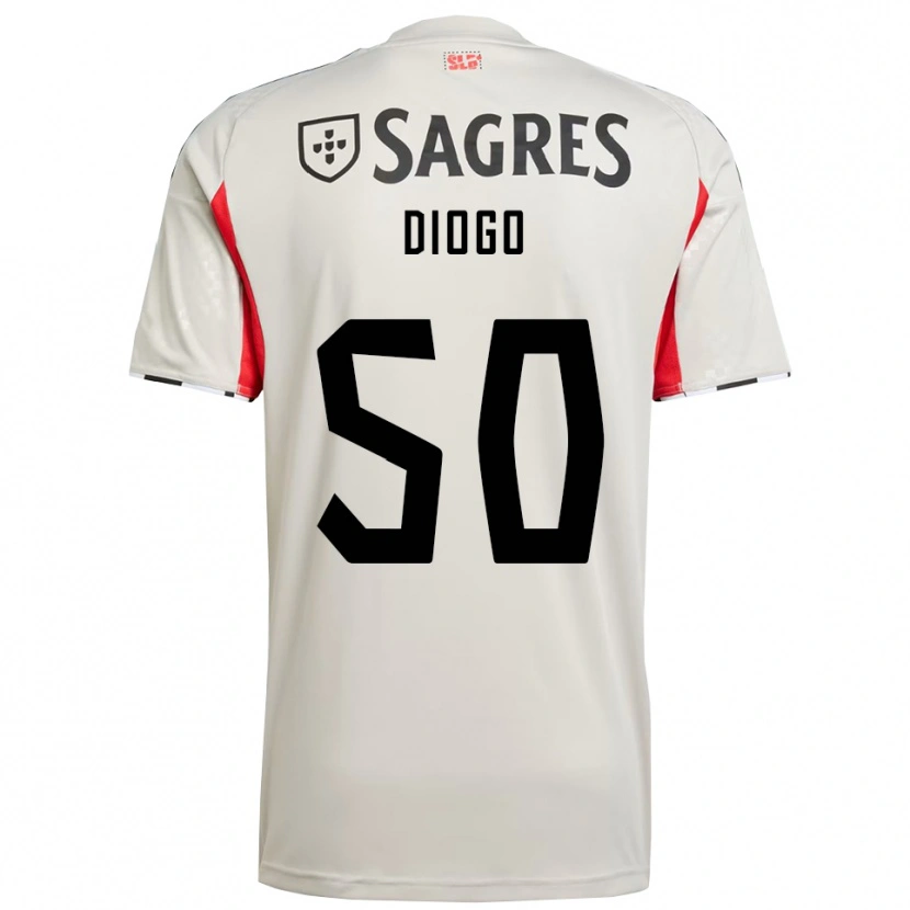 Danxen Hombre Camiseta Diogo Ferreira #50 Blanco Roto Rojo 2ª Equipación 2025/26 La Camisa México