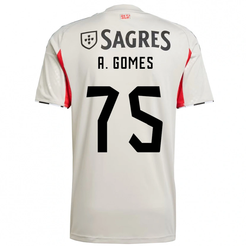 Danxen Hombre Camiseta André Gomes #75 Blanco Roto Rojo 2ª Equipación 2025/26 La Camisa México