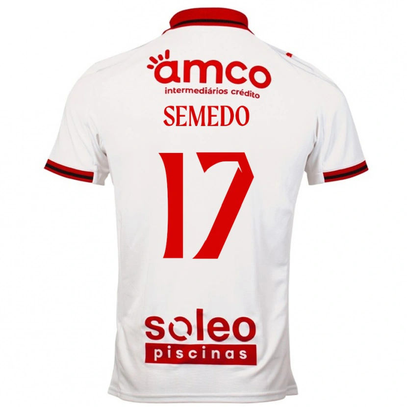 Danxen Hombre Camiseta Afonso Semedo #17 Blanco Rojo 2ª Equipación 2025/26 La Camisa México
