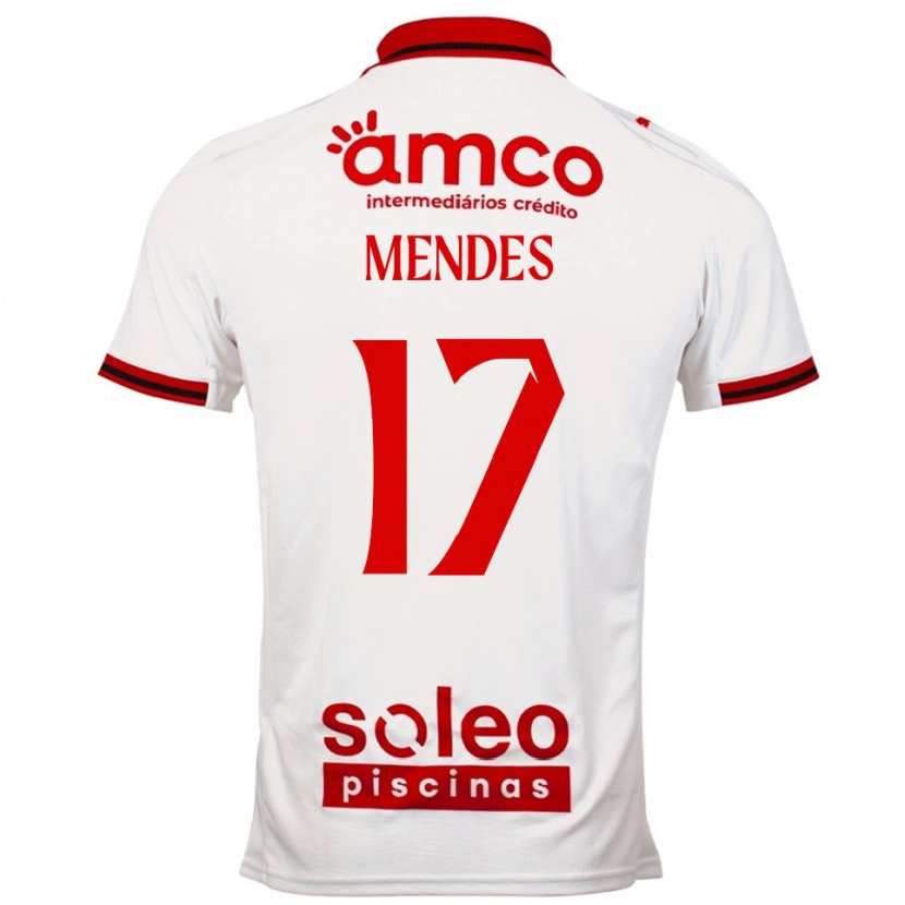 Danxen Hombre Camiseta Joe Mendes #17 Blanco Rojo 2ª Equipación 2025/26 La Camisa México