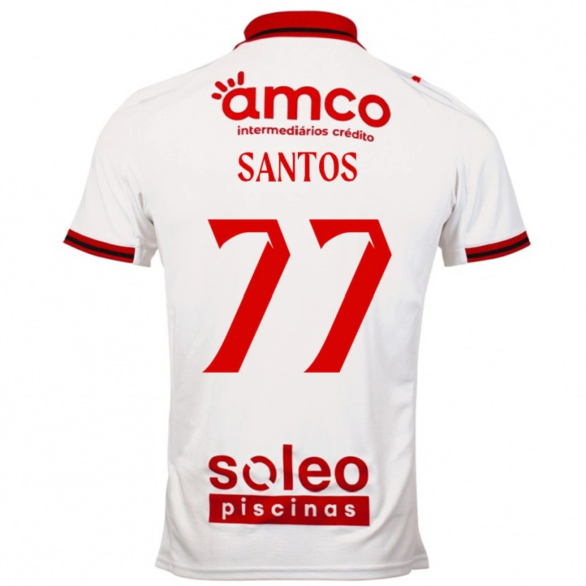 Danxen Hombre Camiseta Edu Santos #77 Blanco Rojo 2ª Equipación 2025/26 La Camisa México