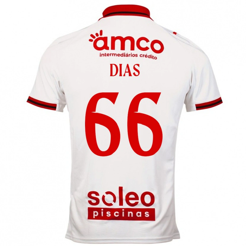 Danxen Hombre Camiseta Gonçalo Dias #66 Blanco Rojo 2ª Equipación 2025/26 La Camisa México