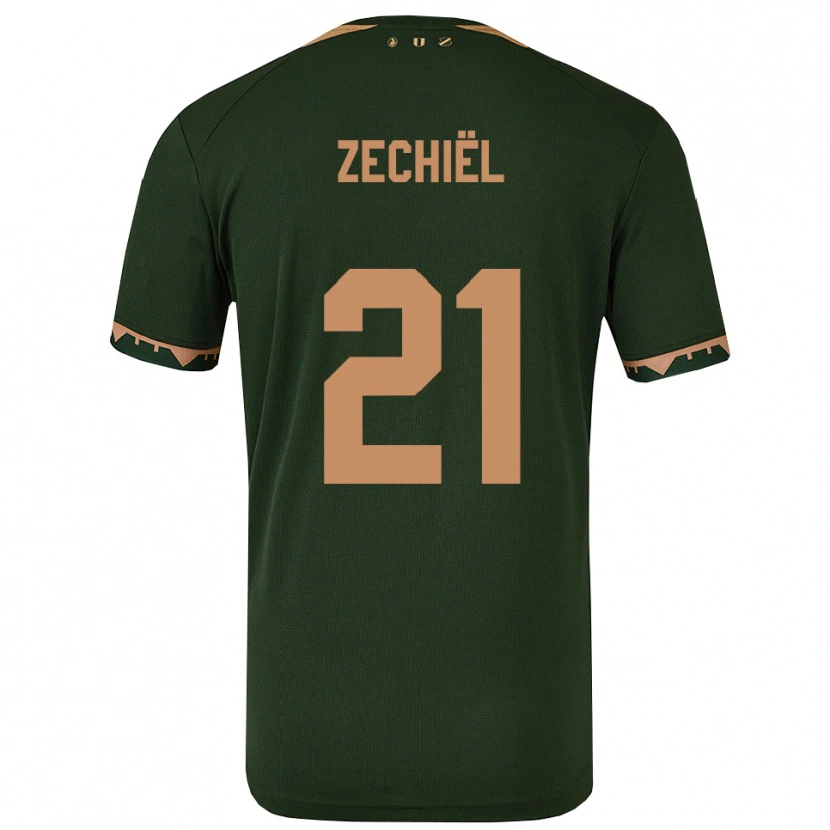 Danxen Hombre Camiseta Gjivai Zechiël #21 Verde Oro 2ª Equipación 2025/26 La Camisa México