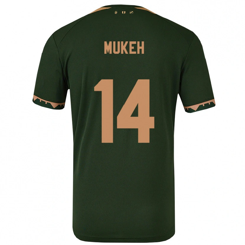Danxen Hombre Camiseta Joshua Mukeh #14 Verde Oro 2ª Equipación 2025/26 La Camisa México