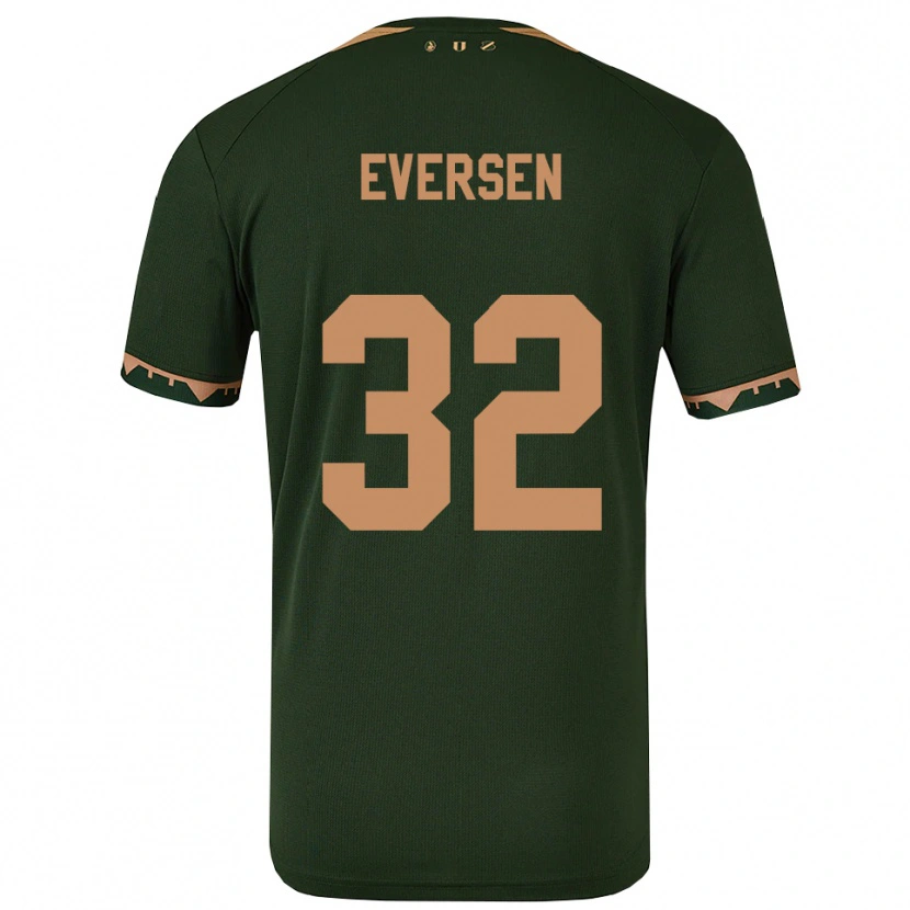 Danxen Hombre Camiseta Justin Eversen #32 Verde Oro 2ª Equipación 2025/26 La Camisa México