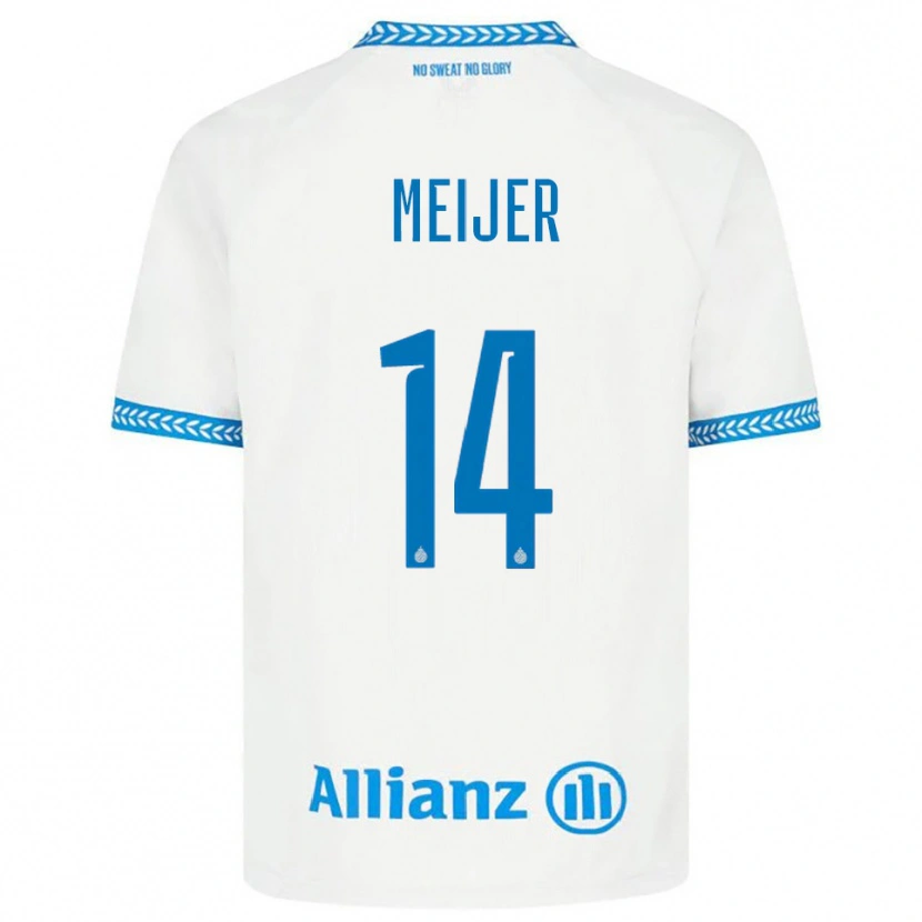 Danxen Hombre Camiseta Bjorn Meijer #14 Azul Blanco 2ª Equipación 2025/26 La Camisa México