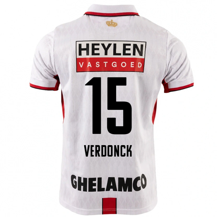 Danxen Hombre Camiseta Dries Verdonck #15 Blanco Rojo 2ª Equipación 2025/26 La Camisa México