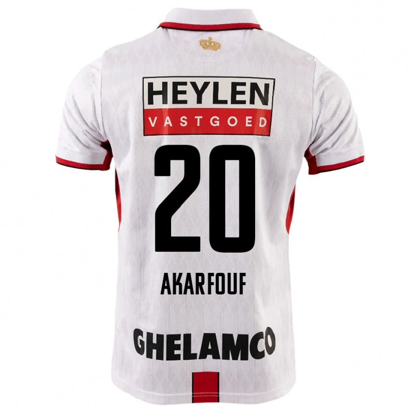 Danxen Hombre Camiseta Hamza Akarfouf #20 Blanco Rojo 2ª Equipación 2025/26 La Camisa México
