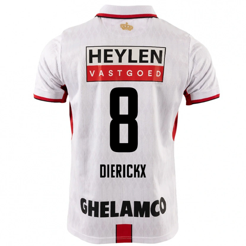 Danxen Hombre Camiseta Xander Dierckx #8 Blanco Rojo 2ª Equipación 2025/26 La Camisa México