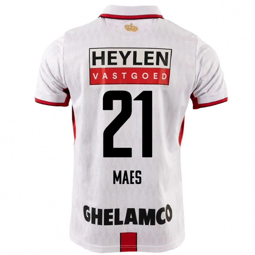 Danxen Hombre Camiseta Noa Maes #21 Blanco Rojo 2ª Equipación 2025/26 La Camisa México