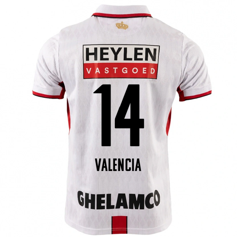 Danxen Hombre Camiseta Anthony Valencia #14 Blanco Rojo 2ª Equipación 2025/26 La Camisa México