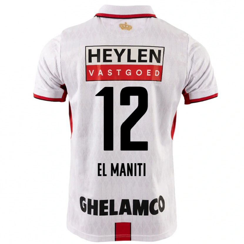 Danxen Hombre Camiseta Naoufal El Maniti #12 Blanco Rojo 2ª Equipación 2025/26 La Camisa México